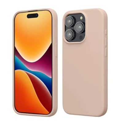 Afbeelding van kwmobile telefoonhoesje geschikt voor iPhone 15 Pro Hoesje met siliconen coating Smartphone case in kokosmelk