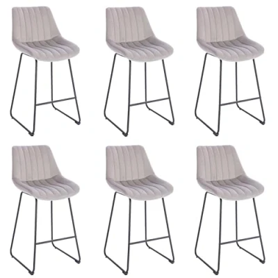 Afbeelding van Lina® Vegas Barstoel Licht Grijs Set van 6 Velvet Barkrukken