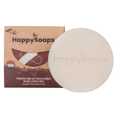 Afbeelding van HappySoaps Body Lotion Bar Sweet Sandalwood Houtig en Zoet Geurend 100% Plasticvrij, Vegan &amp; Natuurlijk 65gr