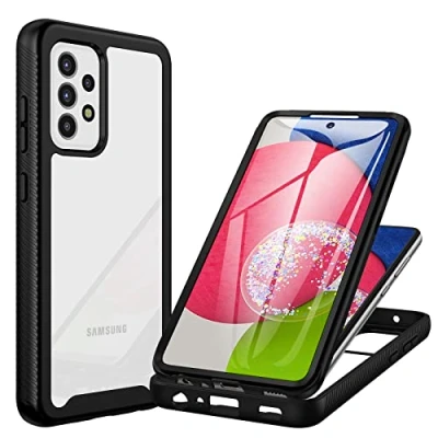 Afbeelding van CENHUFO beschermhoes voor Samsung A52s 5G en A52 &amp; 4G, schokbestendig, met , 360 bescherming, dubbelzijdig, stevige bumper, volledig hoesje, zwart