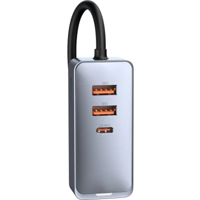 Afbeelding van Baseus autolader 2x USB / Type C 120W PPS Quick Charge Power Delivery grijs (CCBT A0G)