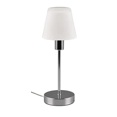 Afbeelding van Trio Leuchten Luis II 595700106 tafellamp, verchroomd metaal, gesatineerd wit glas, zonder 1 x E14, aan/uit touch
