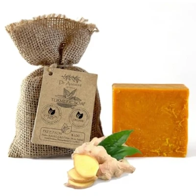 Image de Dr.Ancient Savon au curcuma, biologique, naturel, végétalien, traditionnellement fait à la main, antiquité, anti âge, blanchiment de peau, teint uniforme peau absolument aucun produit