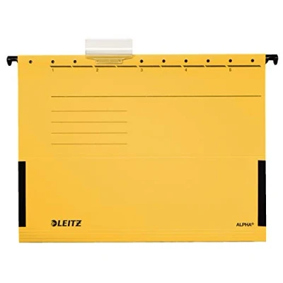 Afbeelding van Esselte Leitz 19863015 hangmappen Alpha karton met etikettenhouder 5 pack, geel
