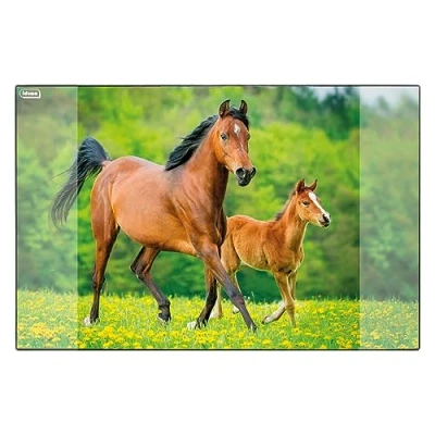 Afbeelding van Idena 10454 Bureauonderlegger met twee zakken, paard, ca. 58,5 x 38,5 cm, praktisch accessoire voor kinderkamer, jeugd en studeerkamer
