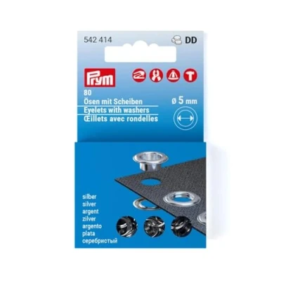 Afbeelding van Prym 542414 80 stuks navullingen voor ogen met sluitringen zilver Ø 5 mm