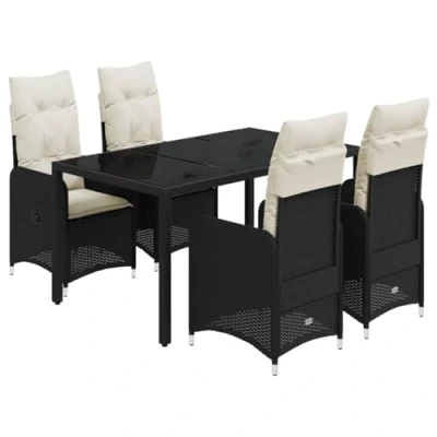 Afbeelding van vidaXL 5 delige Bistroset met kussens poly rattan zwart