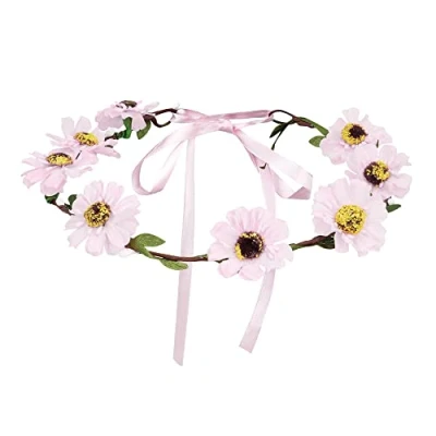 Afbeelding van Boland Hoofdband Mallorca Roze Één maat Volwassenen Vrouwen 60&#039;s &amp; 70&#039;s Hippie Flower Power Hawaii Ibiza Bohemian Festival