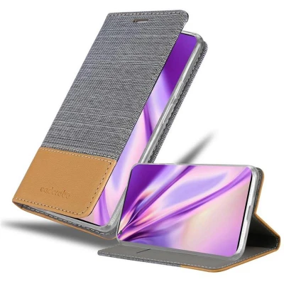 Afbeelding van Cadorabo Hoesje geschikt voor OnePlus 8 PRO in LICHTGRIJS BRUIN Beschermhoes met magnetische sluiting, standfunctie en kaartvakje Book Case Cover Etui