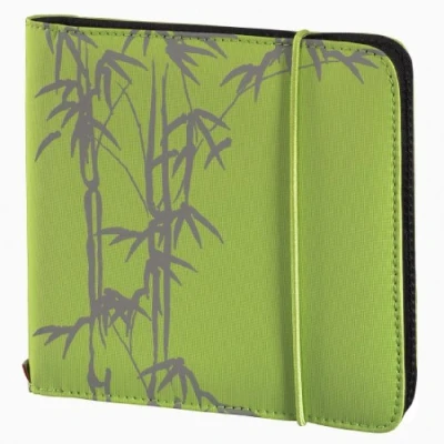 Afbeelding van Hama Tas &quot;Up To Fashion&quot; (voor 24 schijven, cd&#039;s/dvd/blu ray/audioboeken, ruimtebesparende opberghoes voor auto, huis, met bamboepatroon) groen