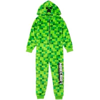 Afbeelding van Minecraft Onesie Pixelated Creeper SleepSuit Gamer cadeau voor jongens
