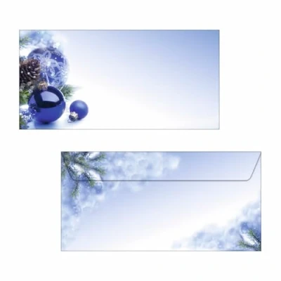 Afbeelding van Kerst envelop Sigel 90gr DL blauwe kerstballen 50 stuks