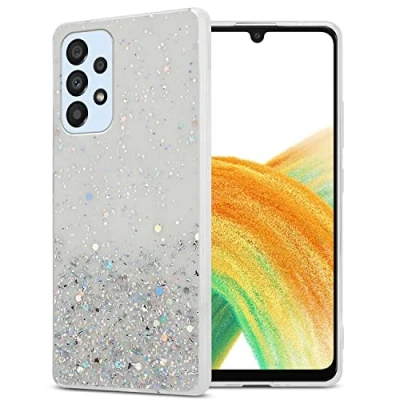 Afbeelding van Cadorabo Hoesje geschikt voor Samsung Galaxy A33 5G in Transparant met Glitter Beschermhoes van flexibel TPU silicone fonkelende glitters Case Cover Etui