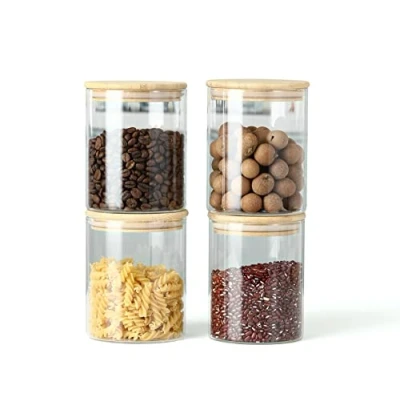 Afbeelding van Sageware Set van 4 voorraaddozen borosilicaatglas met bamboedeksel (4 x 750 ml)