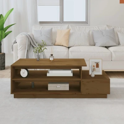 Afbeelding van Salontafel 120x50x40,5 cm massief grenenhout honingbruin