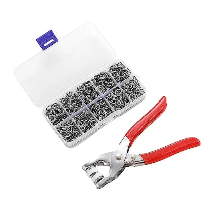 Afbeelding van 100 stuks drukknopen met klem, metalen vast gereedschap, voor knutselen, kinderkleding, tassen, handgemaakt