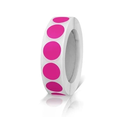 Afbeelding van Set van 1000 ronde stickers 13 mm roze kleine plakpunten kleurgecodeerd weerbestendig