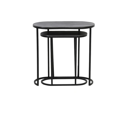 Afbeelding van Bocov bijzettafel set van 2 antiek lood/zwart