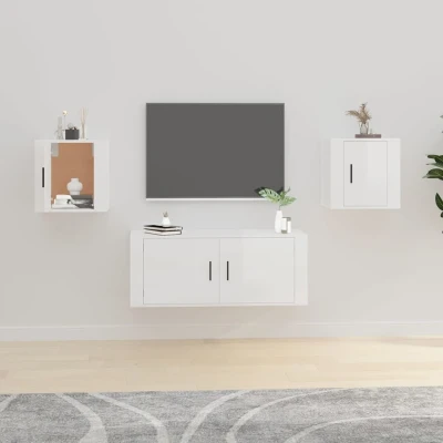 Afbeelding van Tv wandmeubels 2 st 40x34,5x40 cm hoogglans wit