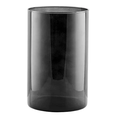 Afbeelding van TREND FOR HOME Grote decoratieve vaas om op de grond neer te zetten, 21,5 cm, cilinder, vaas, zwart, rond, pampa, kaarsenhouder, gekleurd glas, rook, hoog, middenstuk, bruiloft, Ø 13,5
