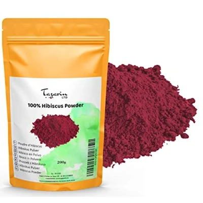 Afbeelding van 200 g hibiscusbloemen poeder gemalen 100% natuurlijk, zuiver en zonder toevoegingen Tazarin Ltd