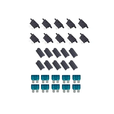 Afbeelding van KOLACEN 10 stuks ATC Blade zekeringhouders standaard voor auto, boot, vrachtwagen, SUV met zwarte afdekking + zekeringen 15 A