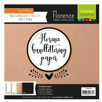 Afbeelding van Florence Handlettering papier Zwart, Offwhite, Bruin &amp; Wit 305x305mm 216g