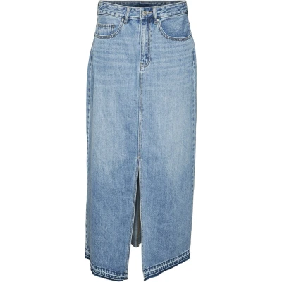 Afbeelding van Vero Moda Vmzayla SLIT LONG Skirt Jeansrok, Dames, Maat: XS, Medium blue denim