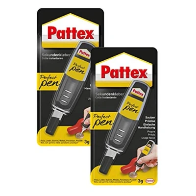 Afbeelding van Pattex Perfect Pen, extra sterke en nauwkeurige secundaire lijm voor doseringen super zelfklevende pennen materialen zoals hout, rubber porselein, 2 x 3 g, zwart, 1