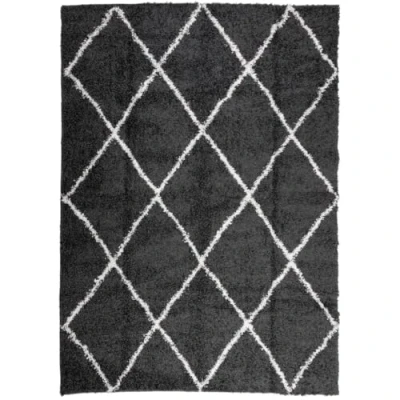 Afbeelding van Vloerkleed shaggy hoogpolig modern 200x280 cm zwart en crème