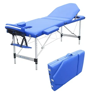 Afbeelding van Mobiclinic CA 01 PLUS Inklapbare Massagetafel Hout Draagbaar 186 x 60 cm Voor Massage Tattooages en meer Veilig Verstelbaar Comfortabel Blauw
