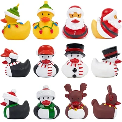 Afbeelding van THE TWIDDLERS 12 Kerstmis Badeendjes Badspeelgoed voor Baby&#039;s en Peuters (6cm) Kerstman Sneeuwman Rendier Adventskalender, Decoratie Cadeau