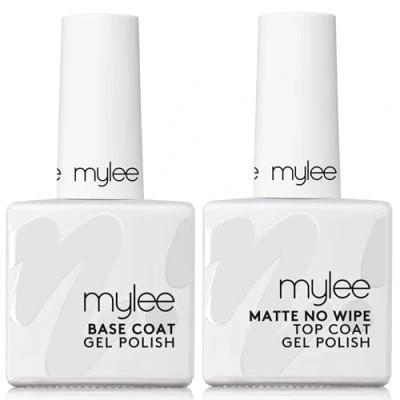 Image de Mylee Vernis à ongles gel semi permanent, Top et base coat, UV/LED, nail art, manucure pédicure, pour salon maison Longue durée, facile appliquer sûr (Matte No Wipe &amp; Base, 2x10ml)