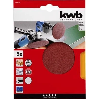 Afbeelding van KWB schuurschijf Ø 125 mm Korrel 120 Klittenbandhechting 488310 5 stuks