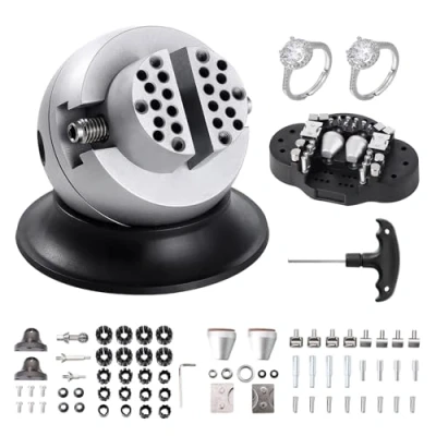Image de VEVOR Boulet de Graveur 78 mm Étau Gravure Base Rotative à 360 Boule Mâchoire Réglable avec 70 Accessoires Outil Réglage pour Fabrication Bijoux Précision Bijoutier