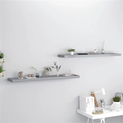 Afbeelding van Wandschappen zwevend 2 st 120x23,5x3,8 cm MDF grijs