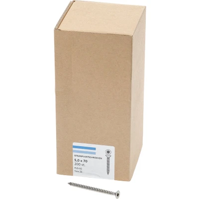 Afbeelding van Spaanplaatschroef RVS 5,0 x 70 mm, Torx25 (200 stuks)