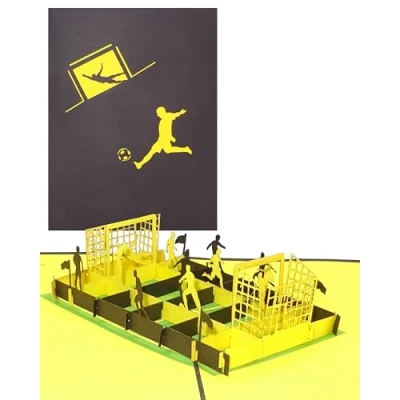 Afbeelding van Pop up kaart &quot;voetbalfan&quot; in zwart en geel 3D voetbalverjaardagskaart uitnodigingskaart voor fans van Dortmund, Aken enz.