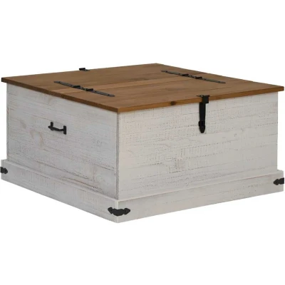 Afbeelding van vidaXL Opbergkist HALDEN wit 91x91x47 cm massief grenenhout