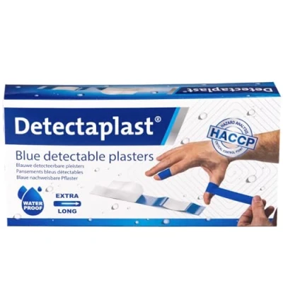 Image de pansement bleu detectable Detectaplast Universal, pansements resistants à l&#039;eau et aux saletés, safety first cuisine alimentaire, 120 x 20 mm, 100 pièces