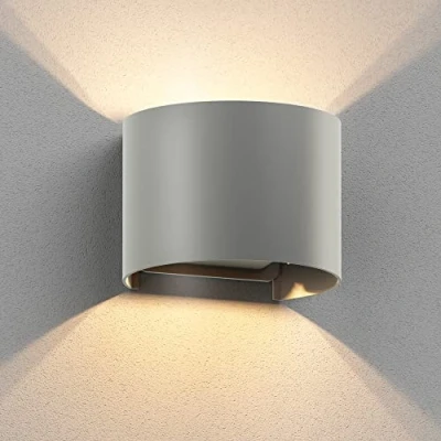 Afbeelding van ledscom.de RUNEL wandlamp voor buiten, IP65, up and downlight, mat grijs, rond, 1x G9 max. 10 W, huismuur, buitenverlichting, wandspot, buitenwandlamp, verlichting