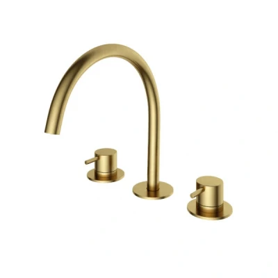 Afbeelding van HotBath Cobber inbouw wastafelmengkraan 3 gats CB033 Geborsteld Messing PVD