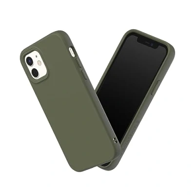 Afbeelding van RHINOSHIELD Hoesje compatibel met [iPhone 12 mini] SolidSuit dunne hoes schokabsorberende technologie en premium matte afwerking algengroen