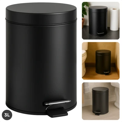 Afbeelding van Cheqo® Pedaalemmer Badkamer 3L Compacte Vuilnisbak met Pedaal Uitneembare Binnenemmer Afvalemmer Prullenbak