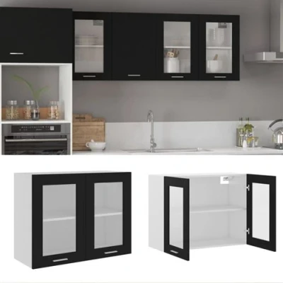 Image de vidaXL Armoire en verre suspendue Lyon Noir 80x31x60 cm802530