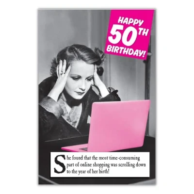 Afbeelding van 50e verjaardagskaart voor haar, grappige vrouwen, wenskaart verjaardag vrouwen