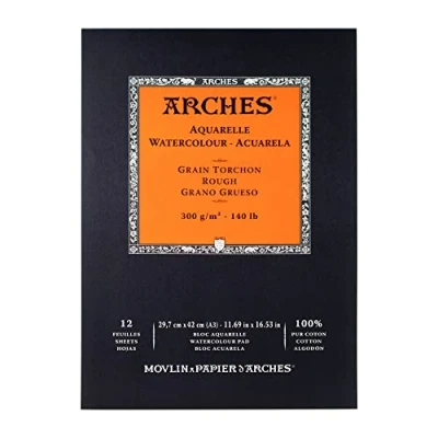 Afbeelding van Arches 1795104 aquarelpapier, blok (A3: 42 x 29,7 cm, bovengelijmd, grove korrel 300 g/m²), 12 vellen natuurlijk wit