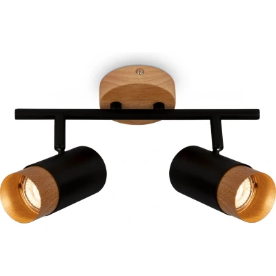 Afbeelding van BRILONER Plafondlamp 2144025 Draaibaar GU10 fitting Houttoepassing Zonder gloeilamp 9 x 37 15 cm Zwart