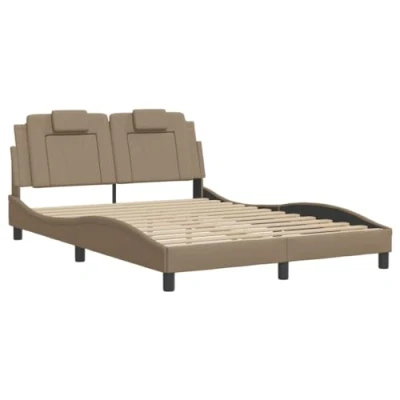 Afbeelding van vidaXL Bedframe met LED verlichting kunstleer cappuccino 140x200 cm