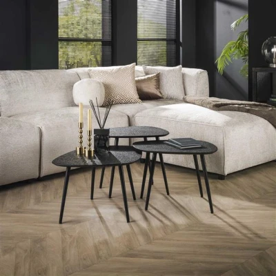 Afbeelding van Hoyz Salontafel Metallic Grijs Set van 3